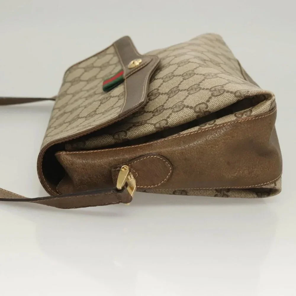 GUCCI GG Supreme Web Sherry Line Bag PVC Beige Gold 904 02 08 Auth 129908 - Picture 6 of 16